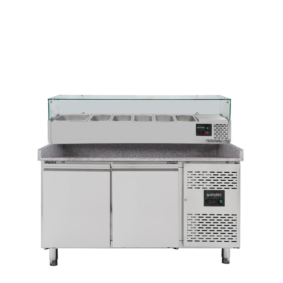 Vaiotec Pizzakühltisch / 2-türig "grau" inkl. Kühlaufsatz GN1/3, 1510 x 800 mm Vaiotec Pizzakühltisch / 2-türig "grau" inkl. Kühlaufsatz GN1/3, 1510 x 800 mm