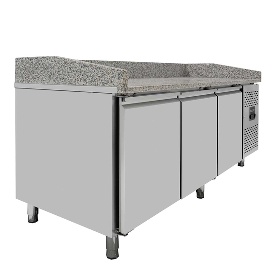 Vaiotec Pizzakühltisch / 3-türig "grau" inkl. Kühlaufsatz GN1/4, 2020 x 800 mm 8 Vaiotec Pizzakühltisch / 3-türig "grau" inkl. Kühlaufsatz GN1/4, 2020 x 800 mm