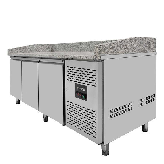 Vaiotec Pizzakühltisch / 3-türig "grau" inkl. Kühlaufsatz GN1/3, 2020 x 800 mm 8 Vaiotec Pizzakühltisch / 3-türig "grau" inkl. Kühlaufsatz GN1/3, 2020 x 800 mm