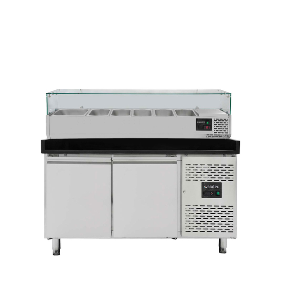 Vaiotec Pizzakühltisch / 2-türig "schwarz" inkl. Kühlaufsatz GN1/3, 1510 x 800 mm Vaiotec Pizzakühltisch / 2-türig "schwarz" inkl. Kühlaufsatz GN1/3, 1510 x 800 mm