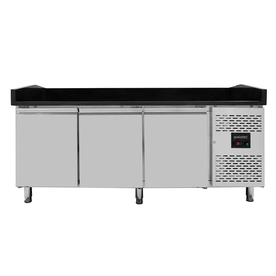 Vaiotec Pizzakühltisch / 3-türig "schwarz" inkl. Kühlaufsatz GN1/4, 2020 x 800 mm 6 Vaiotec Pizzakühltisch / 3-türig "schwarz" inkl. Kühlaufsatz GN1/4, 2020 x 800 mm
