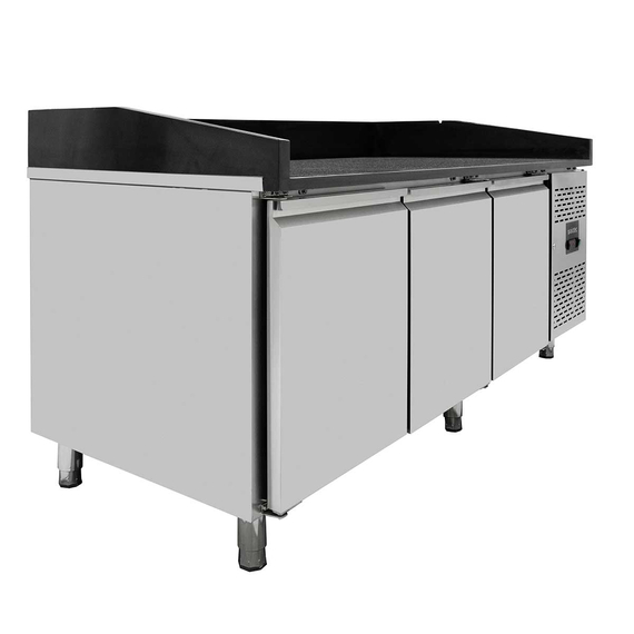 Vaiotec Pizzakühltisch / 3-türig "schwarz" inkl. Kühlaufsatz GN1/3, 2020 x 800 mm 6 Vaiotec Pizzakühltisch / 3-türig "schwarz" inkl. Kühlaufsatz GN1/3, 2020 x 800 mm
