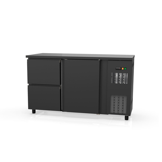 Vaiotec Topline Barkühltisch schwarz / 1 Tür & 2 Schubladen, 1485 x 530 mm Vaiotec Topline Barkühltisch schwarz / 1 Tür & 2 Schubladen, 1485 x 530 mm