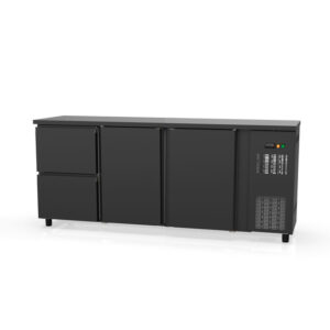 Vaiotec Topline Barkühltisch schwarz / 2 Türen & 2 Schubladen, 2025 x 530 mm