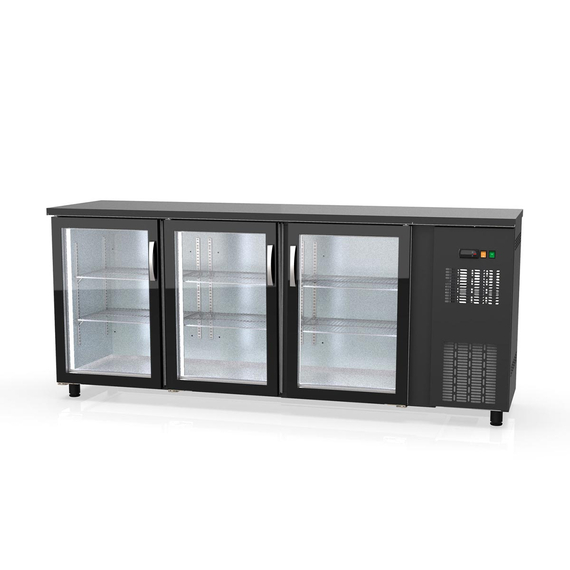 Vaiotec Topline Barkühltisch schwarz / 3 Glastüren, 2025 x 530 mm Vaiotec Topline Barkühltisch schwarz / 3 Glastüren, 2025 x 530 mm