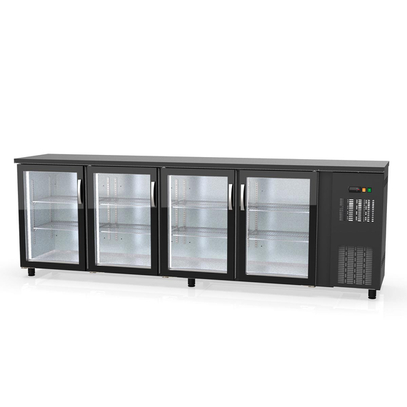 Vaiotec Topline Barkühltisch schwarz / 4 Glastüren, 2565 x 530 mm Vaiotec Topline Barkühltisch schwarz / 4 Glastüren, 2565 x 530 mm