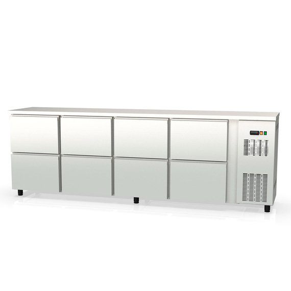 Vaiotec Topline Barkühltisch Edelstahl / 8 Schubladen, 2565 x 530 mm Vaiotec Topline Barkühltisch Edelstahl / 8 Schubladen, 2565 x 530 mm
