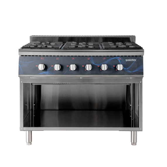 Vaiotec Gasherd - 6 Brenner 43,2 kW - offener Unterbau, 1100 x 700 mm 1 Vaiotec Gasherd - 6 Brenner 43,2 kW - offener Unterbau, 1100 x 700 mm
