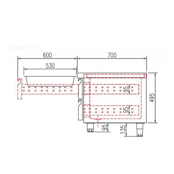 Vaiotec Topline Unterbaukühltisch (Slim) / 3-fach GN 1/1 mit 6 Schubladen, 1600 x 700 mm 4 Vaiotec Topline Unterbaukühltisch (Slim) / 3-fach GN 1/1 mit 6 Schubladen, 1600 x 700 mm