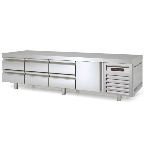 Vaiotec Topline Unterbaukühltisch / 4-fach GN 1/1 mit 6 Schubladen / 1 Tür, 2245 x 700 mm Vaiotec Topline Unterbaukühltisch / 4-fach GN 1/1 mit 6 Schubladen / 1 Tür, 2245 x 700 mm