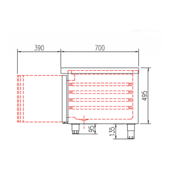 Vaiotec Topline Unterbaukühltisch / 5-fach GN 1/1 mit 5 Türen, 2695 x 700 mm 1 Vaiotec Topline Unterbaukühltisch / 5-fach GN 1/1 mit 5 Türen, 2695 x 700 mm