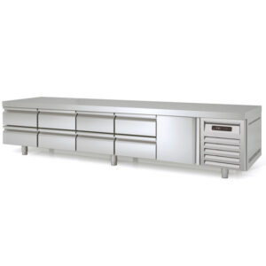 Vaiotec Topline Unterbaukühltisch / 5-fach GN 1/1 mit 8 Schubladen / 1 Tür, 2695 x 700 mm
