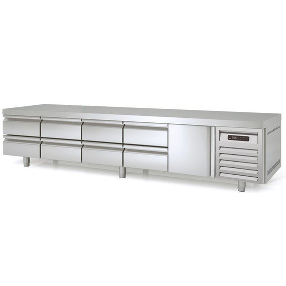 Vaiotec Topline Unterbaukühltisch / 5-fach GN 1/1 mit 8 Schubladen / 1 Tür, 2695 x 700 mm Vaiotec Topline Unterbaukühltisch / 5-fach GN 1/1 mit 8 Schubladen / 1 Tür, 2695 x 700 mm