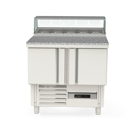 Vaiotec Topline Belegstation / 2-fach mit Türen, eckiger Glasaufsatz, GN 1/6, 925 x 700 mm Vaiotec Topline Belegstation / 2-fach mit Türen, eckiger Glasaufsatz, GN 1/6, 925 x 700 mm