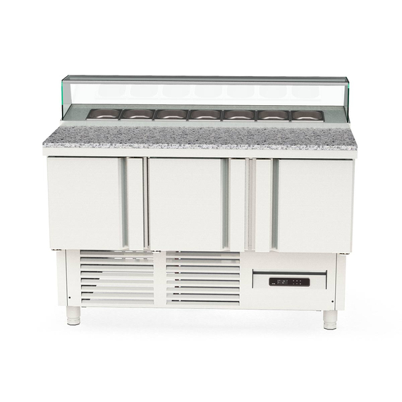 Vaiotec Topline Belegstation / 3-fach mit Türen, eckiger Glasaufsatz, GN 1/6, 1375 x 700 mm Vaiotec Topline Belegstation / 3-fach mit Türen, eckiger Glasaufsatz, GN 1/6, 1375 x 700 mm