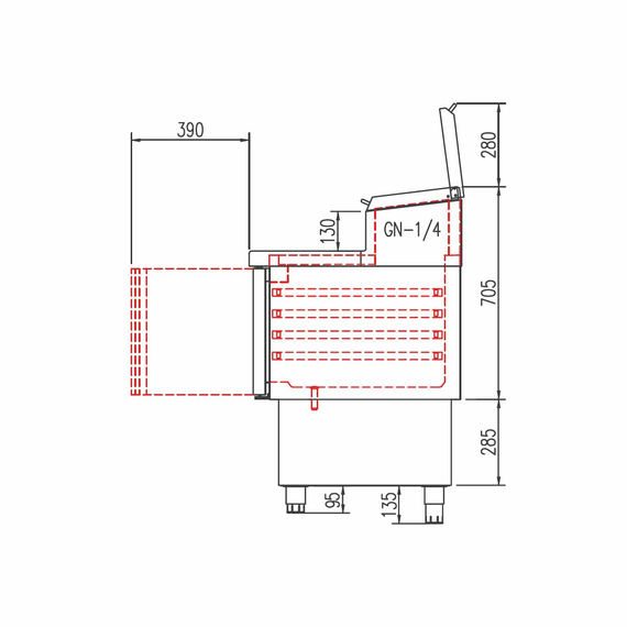 Vaiotec Topline Belegstation / 3-fach mit Türen, Edelstahlaufsatz, GN 1/4, 1375 x 700 mm 1 Vaiotec Topline Belegstation / 3-fach mit Türen, Edelstahlaufsatz, GN 1/4, 1375 x 700 mm
