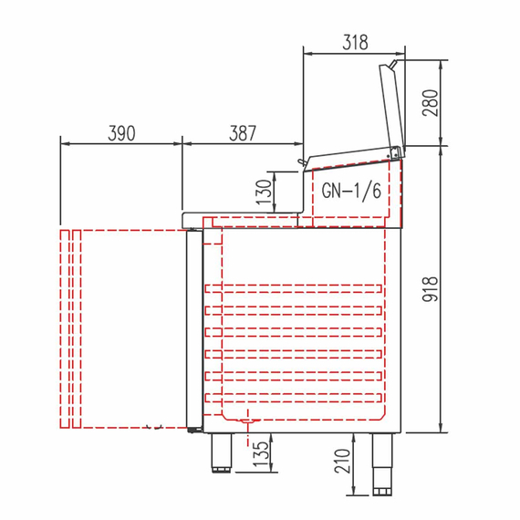 Vaiotec Topline Belegstation / 4-fach mit Türen, Edelstahlaufsatz, GN 1/6, 2245 x 700 mm 1 Vaiotec Topline Belegstation / 4-fach mit Türen, Edelstahlaufsatz, GN 1/6, 2245 x 700 mm