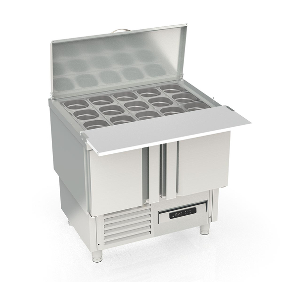 Vaiotec Topline Saladette / 2-fach mit Türen, Edelstahldeckel, GN 1/6, 925 x 700 mm 1 Vaiotec Topline Saladette / 2-fach mit Türen, Edelstahldeckel, GN 1/6, 925 x 700 mm