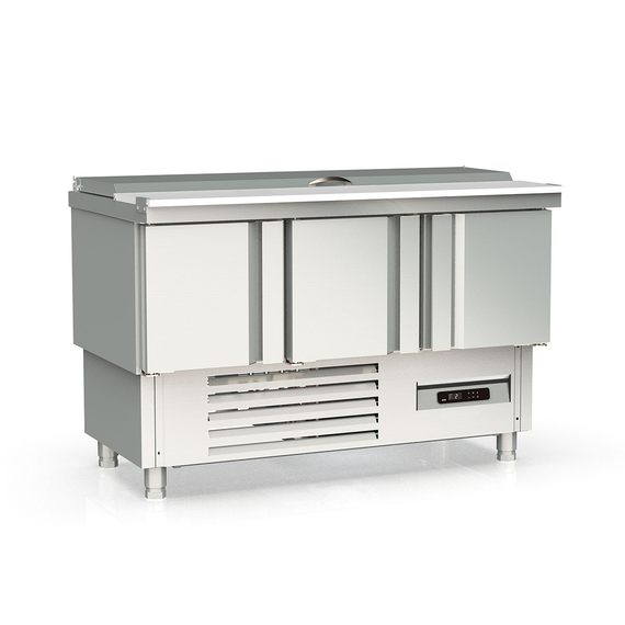 Vaiotec Topline Saladette / 3-fach mit Türen, Edelstahldeckel, GN 1/6 & 1/9, 1375 x 700 mm Vaiotec Topline Saladette / 3-fach mit Türen, Edelstahldeckel, GN 1/6 & 1/9, 1375 x 700 mm