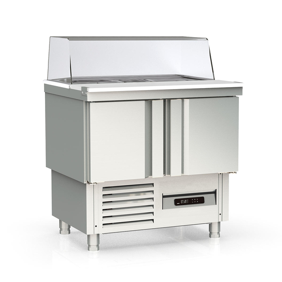 Vaiotec Topline Saladette / 2-fach mit Türen, Glasaufsatz gerade, GN 1/6, 925 x 700 mm Vaiotec Topline Saladette / 2-fach mit Türen, Glasaufsatz gerade, GN 1/6, 925 x 700 mm