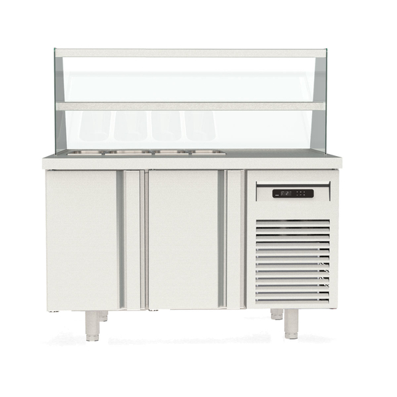 Vaiotec Topline Kebabstation / 2-fach mit Türen, Glasaufsatz mit Zwischenetage, GN 1/3, 1345 x 700 mm Vaiotec Topline Kebabstation / 2-fach mit Türen, Glasaufsatz mit Zwischenetage, GN 1/3, 1345 x 700 mm