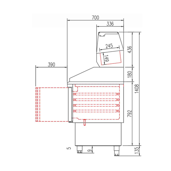 Vaiotec Topline Pizzatisch / 3-fach mit Türen, Granitplatte grau, inkl. Kühlaufsatz, GN 1/4, 1370 x 700 mm 4 Vaiotec Topline Pizzatisch / 3-fach mit Türen, Granitplatte grau, inkl. Kühlaufsatz, GN 1/4, 1370 x 700 mm
