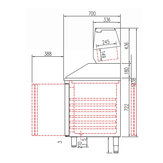 Vaiotec Topline Pizzatisch / 3-fach mit 2 Türen, Schubladenblock, Granitplatte grau, inkl. Kühlaufsatz, GN 1/4, 1795 x 700 mm 1 Vaiotec Topline Pizzatisch / 3-fach mit 2 Türen, Schubladenblock, Granitplatte grau, inkl. Kühlaufsatz, GN 1/4, 1795 x 700 mm