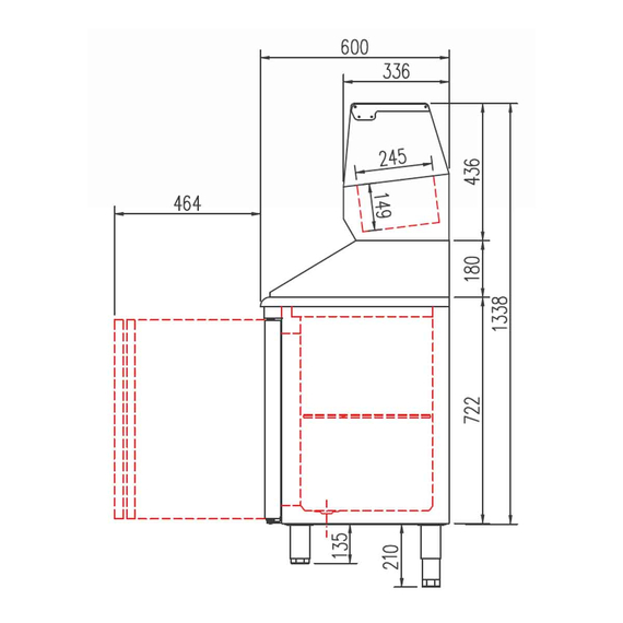 Vaiotec Topline Pizzatisch / 3-fach mit Türen, Granitplatte grau, inkl. Kühlaufsatz, GN 1/4, 2020 x 600 mm 2 Vaiotec Topline Pizzatisch / 3-fach mit Türen, Granitplatte grau, inkl. Kühlaufsatz, GN 1/4, 2020 x 600 mm