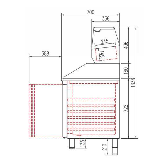 Vaiotec Topline Pizzatisch / 3-fach mit Türen, Granitplatte grau, inkl. Kühlaufsatz, GN 1/4, 1795 x 700 mm 2 Vaiotec Topline Pizzatisch / 3-fach mit Türen, Granitplatte grau, inkl. Kühlaufsatz, GN 1/4, 1795 x 700 mm