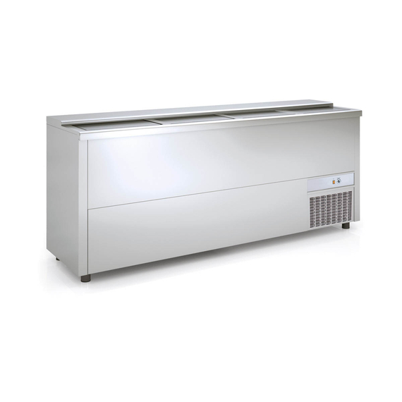 Vaiotec Topline Getränkekühltruhe mit 4 Edelstahlschiebedeckeln, 580 Liter, 1990 x 550 mm Vaiotec Topline Getränkekühltruhe mit 4 Edelstahlschiebedeckeln, 580 Liter, 1990 x 550 mm