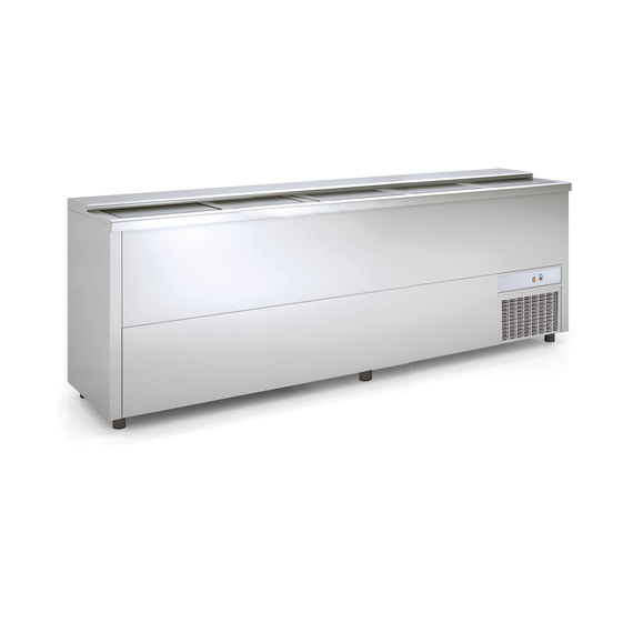 Vaiotec Topline Getränkekühltruhe mit 5 Edelstahlschiebedeckeln, 720 Liter, 2480 x 550 mm 1 Vaiotec Topline Getränkekühltruhe mit 5 Edelstahlschiebedeckeln, 720 Liter, 2480 x 550 mm