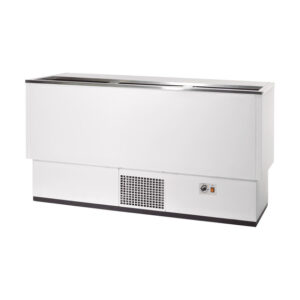 Vaiotec Topline Getränkekühltruhe Weiß mit Edelstahlschiebedeckel, 290 Liter, 1510 x 545 mm