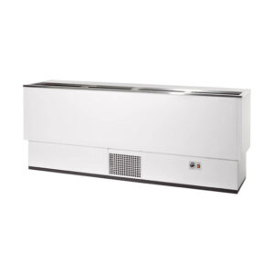 Vaiotec Topline Getränkekühltruhe Weiß mit Edelstahlschiebedeckel, 389 Liter, 2010 x 545 mm