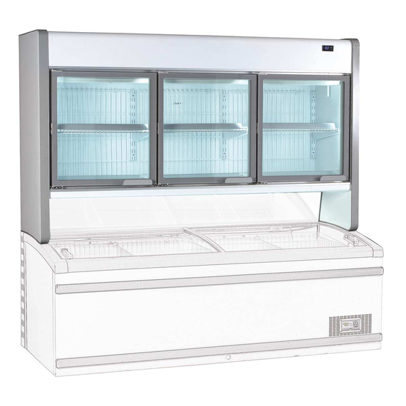 Vaiotec Topline Tiefkühltruhenaufsatz 900 mit Glastüren, Weiß, LED, 2200 x 630 mm Vaiotec Topline Tiefkühltruhenaufsatz 900 mit Glastüren, Weiß, LED, 2200 x 630 mm