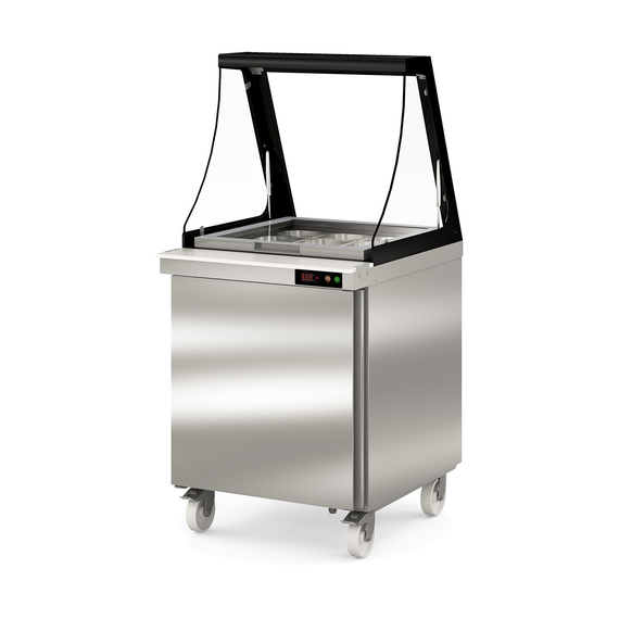 Vaiotec Topline Zubereitungstisch / 1-fach mit Tür, Glasklappdeckel, auf Rollen, GN 1/6, 701 x 830 mm Vaiotec Topline Zubereitungstisch / 1-fach mit Tür, Glasklappdeckel, auf Rollen, GN 1/6, 701 x 830 mm