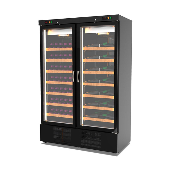 Vaiotec Topline Weinkühlschrank Schwarz, 1010 Liter, 210 Flaschen, 2 Zonen, 1370 x 735 mm Vaiotec Topline Weinkühlschrank Schwarz, 1010 Liter, 210 Flaschen, 2 Zonen, 1370 x 735 mm