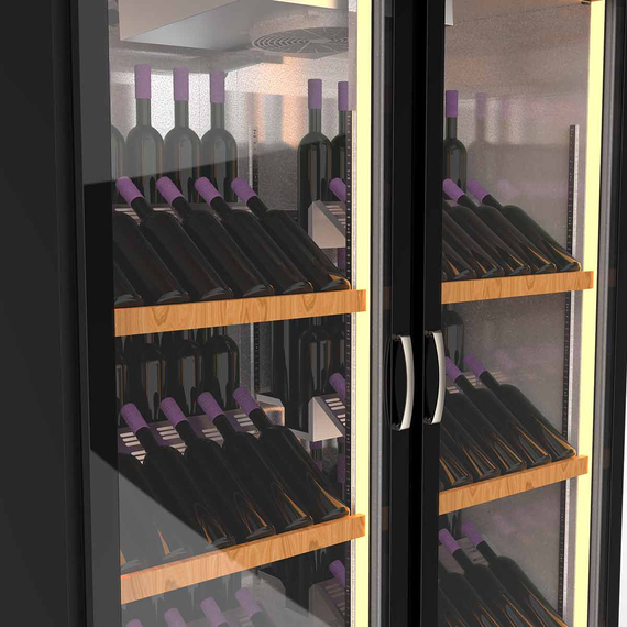 Vaiotec Topline Weinkühlschrank Schwarz, 1706 Liter, 315 Flaschen, 2 Zonen, 2055 x 735 mm 1 Vaiotec Topline Weinkühlschrank Schwarz, 1706 Liter, 315 Flaschen, 2 Zonen, 2055 x 735 mm