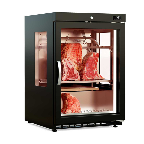 Vaiotec Topline Reifeschrank Dry-Aging Schwarz,120 Liter, 20 kg Fleisch, Seitenfenster, 600 x 650 mm Vaiotec Topline Reifeschrank Dry-Aging Schwarz,120 Liter, 20 kg Fleisch, Seitenfenster, 600 x 650 mm