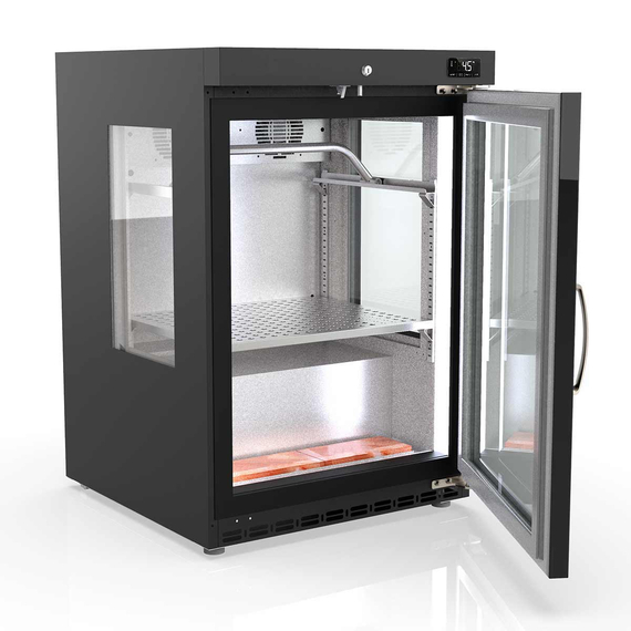 Vaiotec Topline Reifeschrank Dry-Aging Schwarz,120 Liter, 20 kg Fleisch, Seitenfenster, 600 x 650 mm 1 Vaiotec Topline Reifeschrank Dry-Aging Schwarz,120 Liter, 20 kg Fleisch, Seitenfenster, 600 x 650 mm