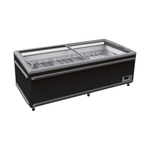 Vaiotec Topline Kühl- und Tiefkühltruhe 850 mit Glasschiebedeckel, Schwarz, LED, 2506 x 858 mm