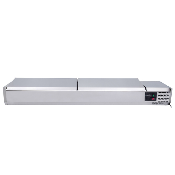 Vaiotec Kühlaufsatz mit Edelstahldeckel, 9 x GN 1/3, 1980 x 395 mm Vaiotec Kühlaufsatz mit Edelstahldeckel, 9 x GN 1/3, 1980 x 395 mm