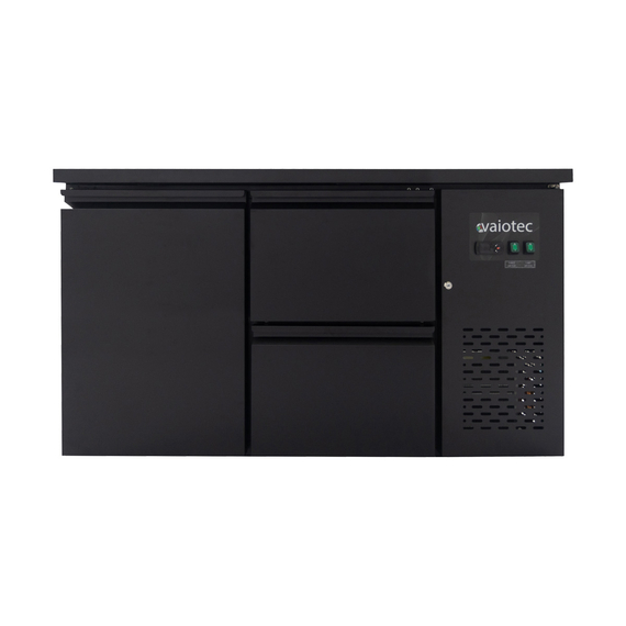 Vaiotec Barkühltisch schwarz / 1 Tür & 2 Schubladen - 280 l, 1465 x 520 mm Vaiotec Barkühltisch schwarz / 1 Tür & 2 Schubladen - 280 l, 1465 x 520 mm