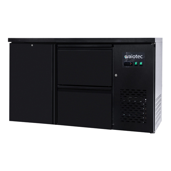 Vaiotec Barkühltisch schwarz / 1 Tür & 2 Schubladen - 280 l, 1465 x 520 mm 2 Vaiotec Barkühltisch schwarz / 1 Tür & 2 Schubladen - 280 l, 1465 x 520 mm