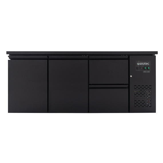 Vaiotec Barkühltisch schwarz / 2 Türen & 2 Schubladen - 425 l, 2005 x 520 mm Vaiotec Barkühltisch schwarz / 2 Türen & 2 Schubladen - 425 l, 2005 x 520 mm