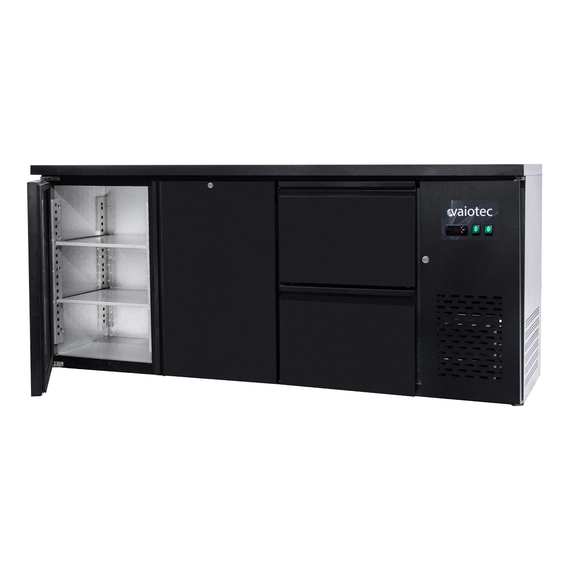 Vaiotec Barkühltisch schwarz / 2 Türen & 2 Schubladen - 425 l, 2005 x 520 mm 1 Vaiotec Barkühltisch schwarz / 2 Türen & 2 Schubladen - 425 l, 2005 x 520 mm