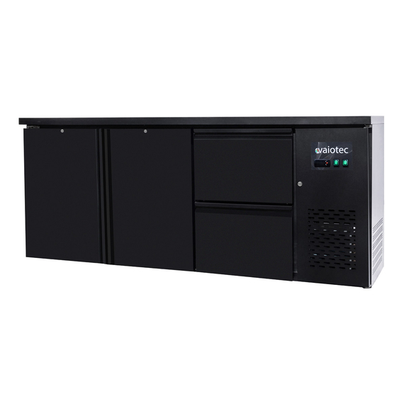 Vaiotec Barkühltisch schwarz / 2 Türen & 2 Schubladen - 425 l, 2005 x 520 mm 2 Vaiotec Barkühltisch schwarz / 2 Türen & 2 Schubladen - 425 l, 2005 x 520 mm