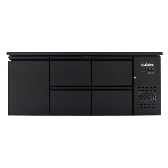 Vaiotec Barkühltisch schwarz / 1 Tür & 4 Schubladen - 425 l, 2005 x 520 mm Vaiotec Barkühltisch schwarz / 1 Tür & 4 Schubladen - 425 l, 2005 x 520 mm