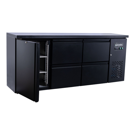 Vaiotec Barkühltisch schwarz / 1 Tür & 4 Schubladen - 425 l, 2005 x 520 mm 3 Vaiotec Barkühltisch schwarz / 1 Tür & 4 Schubladen - 425 l, 2005 x 520 mm