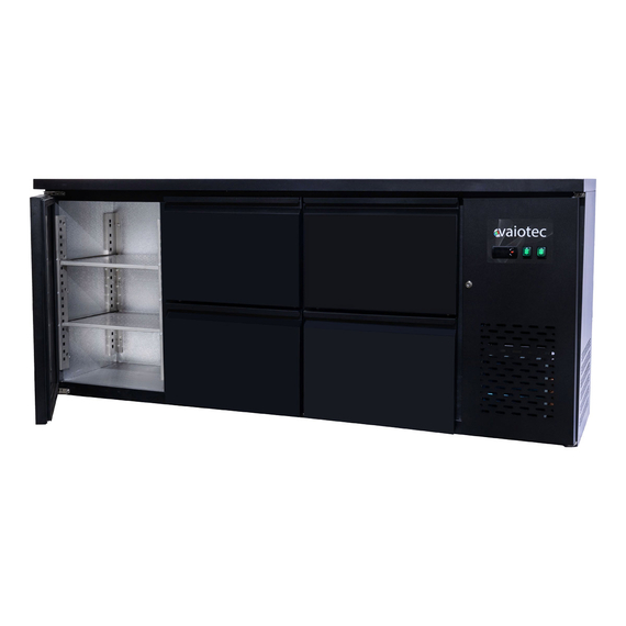 Vaiotec Barkühltisch schwarz / 1 Tür & 4 Schubladen - 425 l, 2005 x 520 mm 4 Vaiotec Barkühltisch schwarz / 1 Tür & 4 Schubladen - 425 l, 2005 x 520 mm