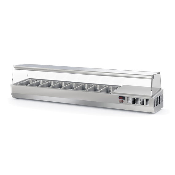 Vaiotec Topline Kühlaufsatz mit Glasabdeckung 8xGN1/4, 1795 x 336 mm Vaiotec Topline Kühlaufsatz mit Glasabdeckung 8xGN1/4, 1795 x 336 mm
